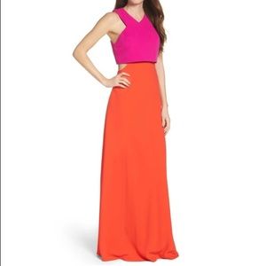Jill Stuart Two Toned Color Block Gown with Cutout